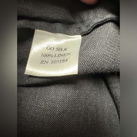 Go Silk Black 100% Linen 3/4 Sleeve Button Up Size 3X - Picture 5 of 8